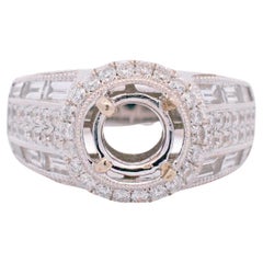 Damen 14K Weißgold Semi Mount Halo Diamant Verlobungsring