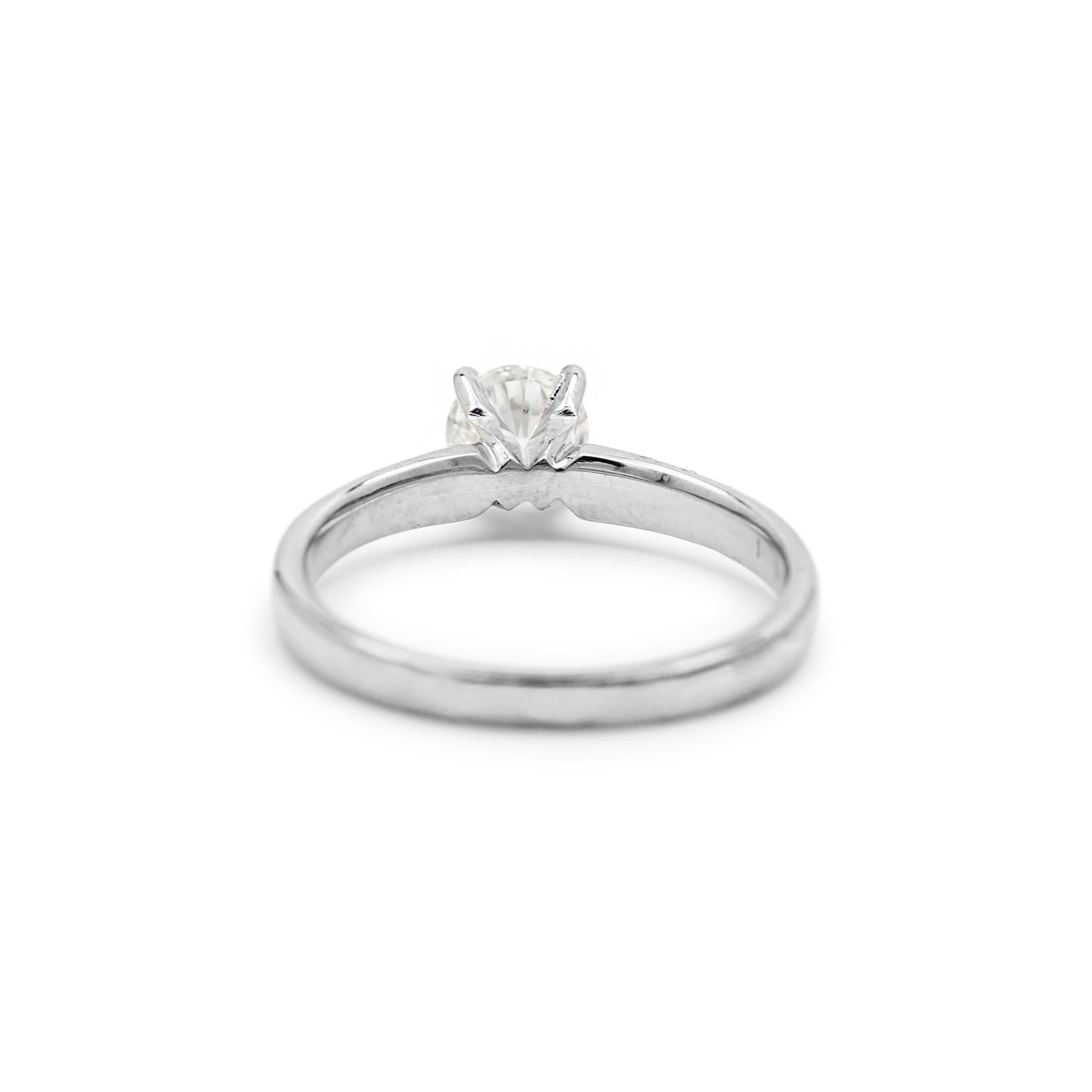 Ladies 14K White Gold Solitaire Diamond Engagement Ring For Sale At 1stDibs