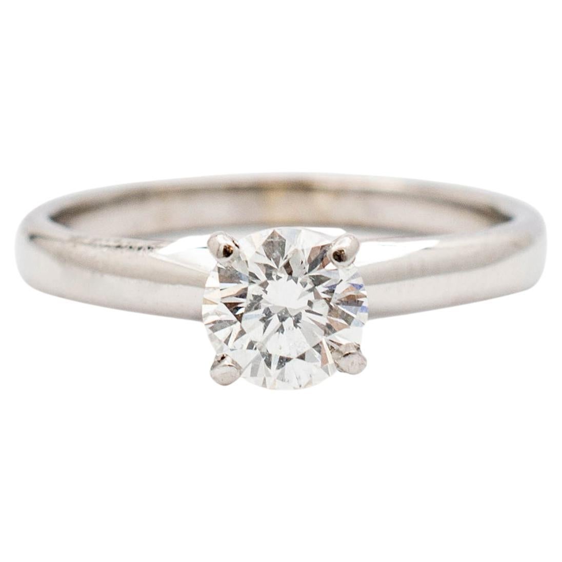 Ladies 14K White Gold Solitaire Diamond Engagement Ring For Sale