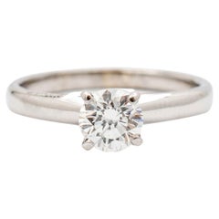 Bague de fiançailles pour dames en or blanc 14K avec solitaire et diamant