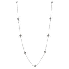 Ladies 14K White Gold Ten Bezel Set Diamond by the Yard Necklace