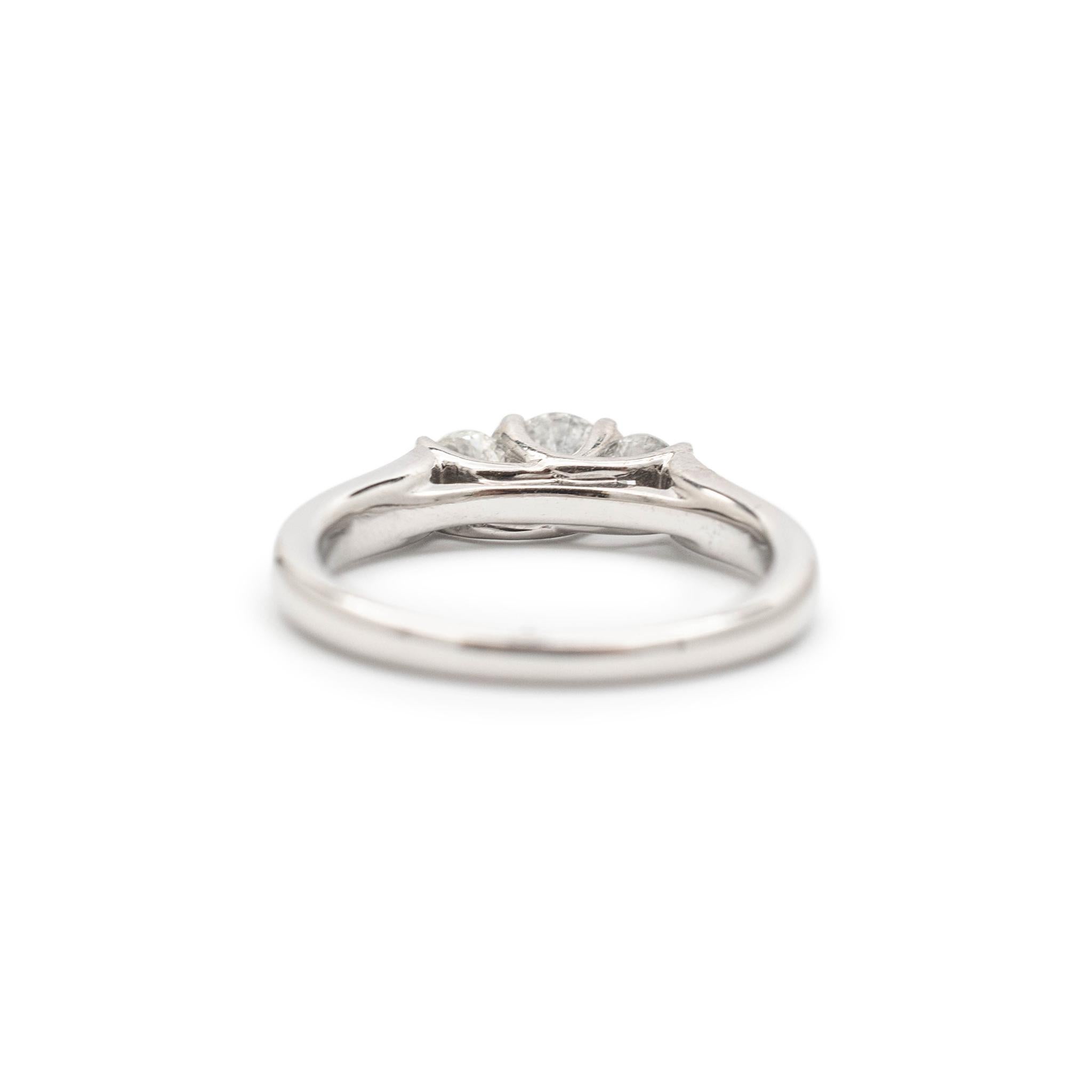 Ladies 14k White Gold Three Stone Diamond Engagement Ring 1