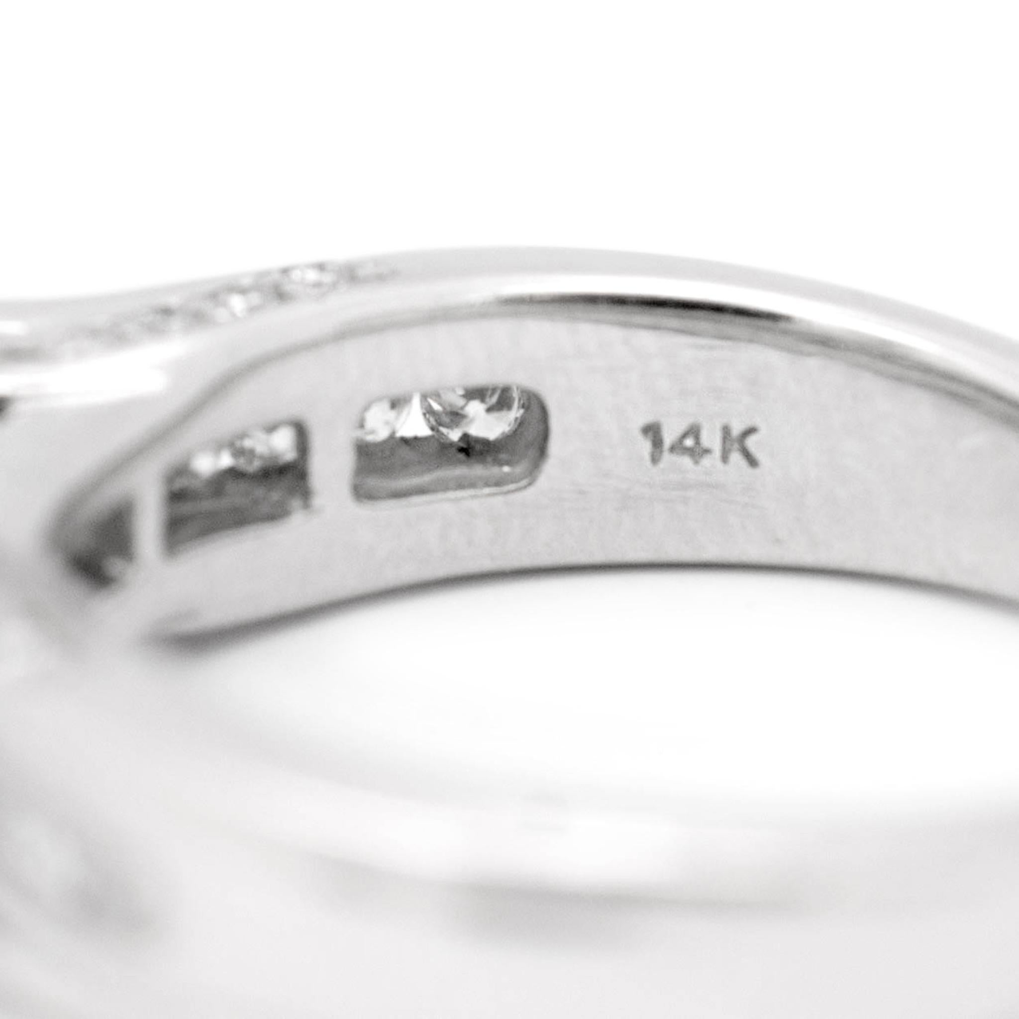 Ladies 14K White Gold Three Stone Diamond Engagement Ring For Sale 2