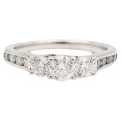 Ladies 14k White Gold Three Stone Diamond Engagement Ring