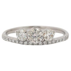 Ladies 14K White Gold Three Stone Diamond Engagement Ring