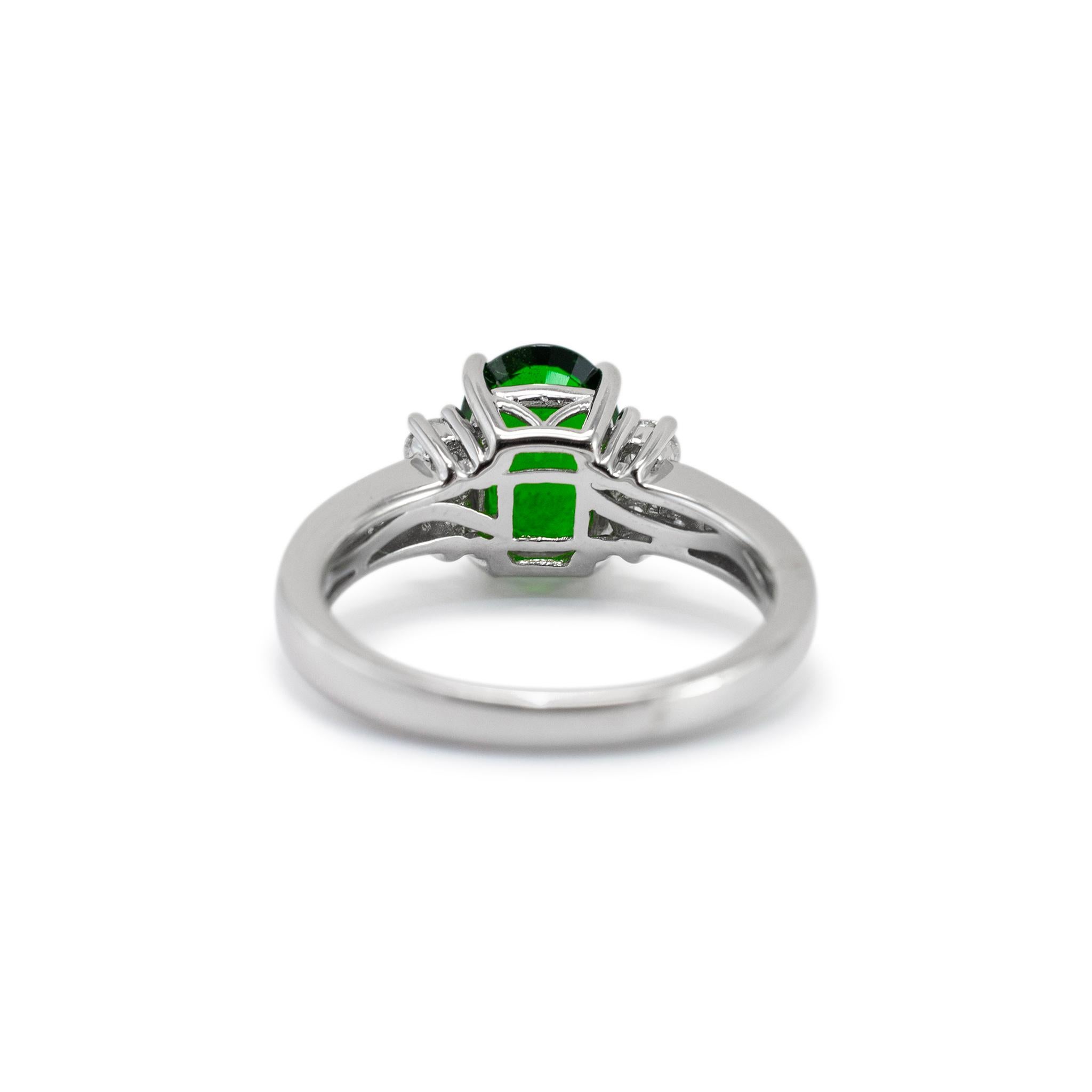 Ladies 14K White Gold Tourmaline Accented Diamond Cocktail Ring Damen im Angebot