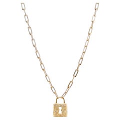 Ladies 14K White & Yellow Gold Pave Diamond Locket Pendant Necklace