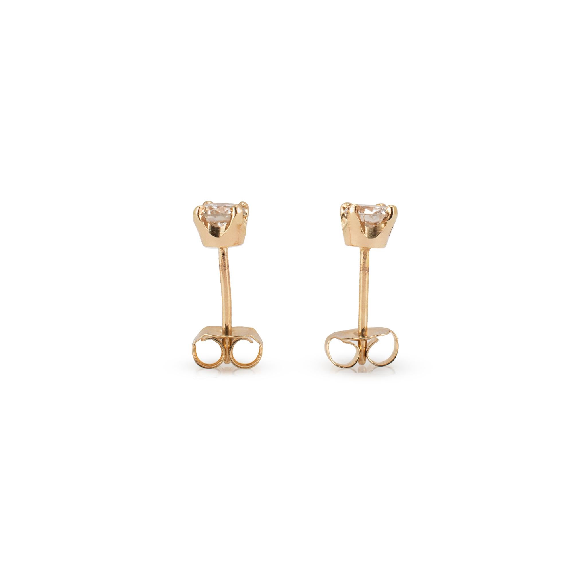 Orecchini da donna in oro giallo 14K con diamante da 0,40 ct. In condizioni ottime in vendita a Houston, TX