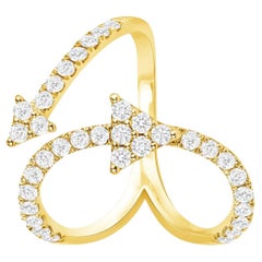 Bague flèche en or jaune 14 carats avec diamants 0,74 carat, pour femmes