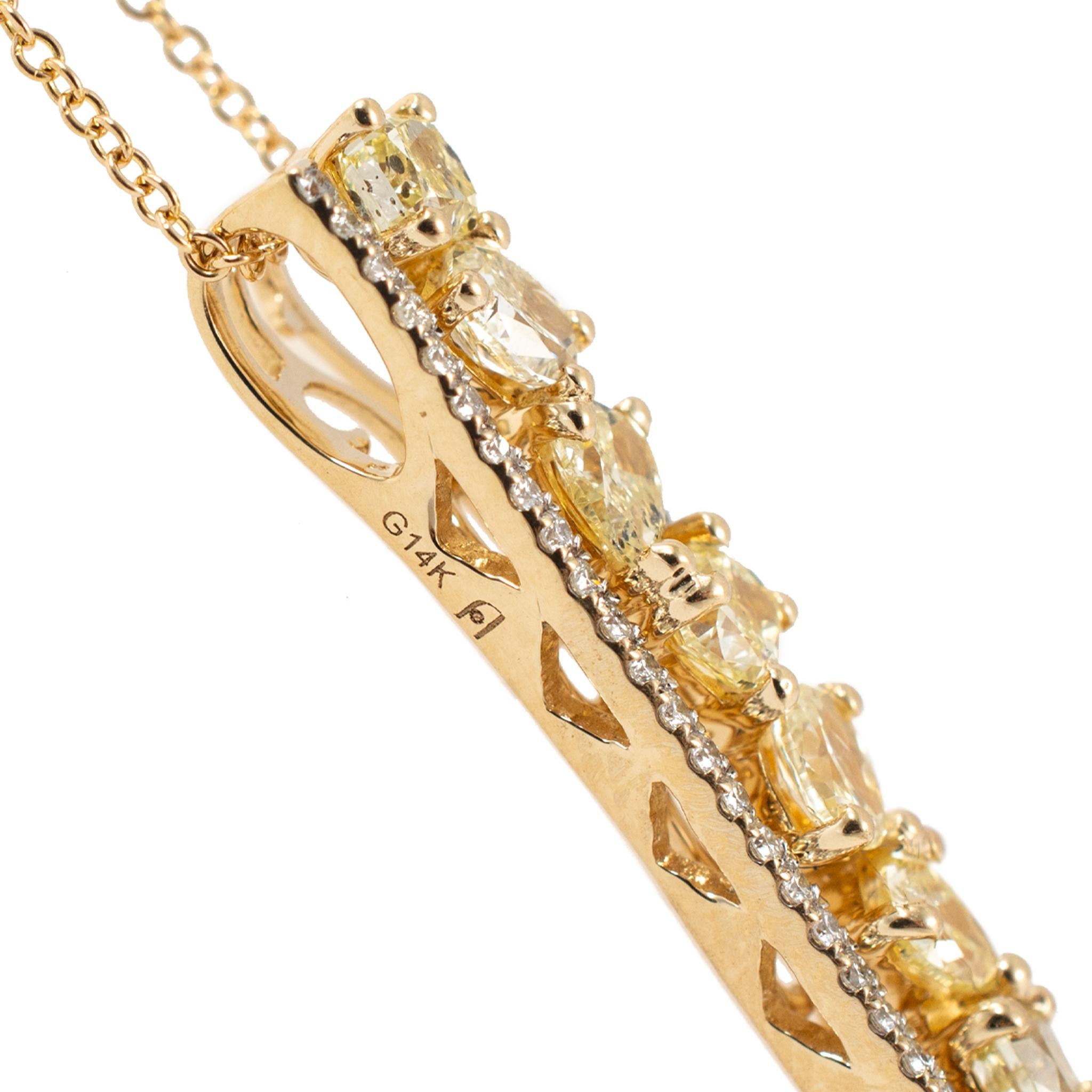 Donna Collana da donna in oro giallo 14K con diamanti bianchi e gialli a due toni da 1,48 carati in vendita