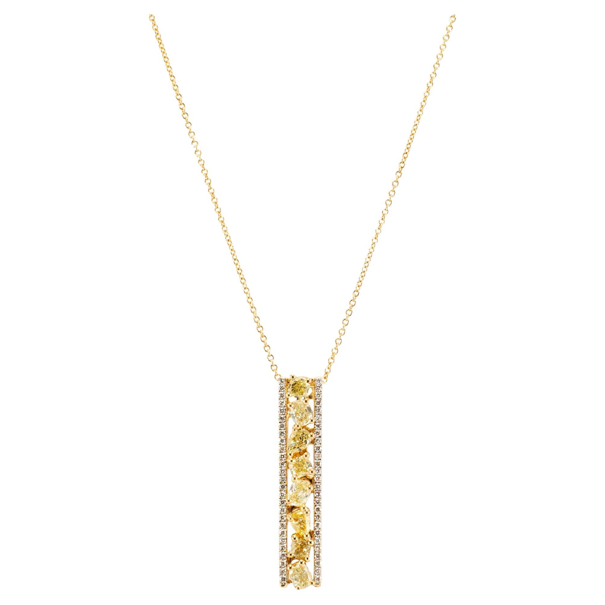Collana da donna in oro giallo 14K con diamanti bianchi e gialli a due toni da 1,48 carati