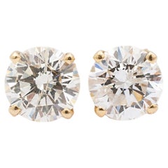 Ladies 14K Yellow Gold 1.80CT Diamond Push Back Stud Earrings