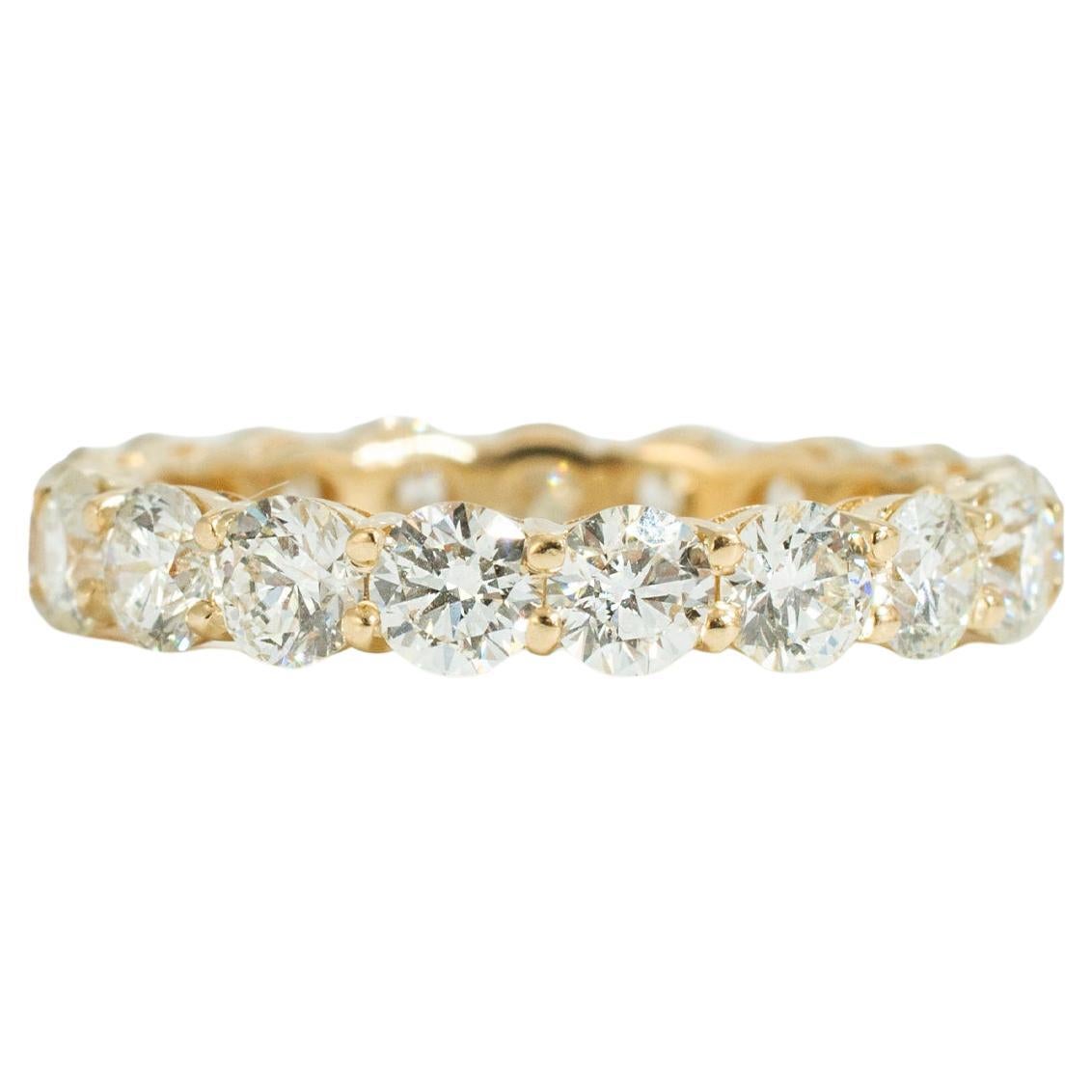 Ladies 14K Yellow Gold 2.32ct Round Diamond Full Eternity Wedding Band Ring im Angebot