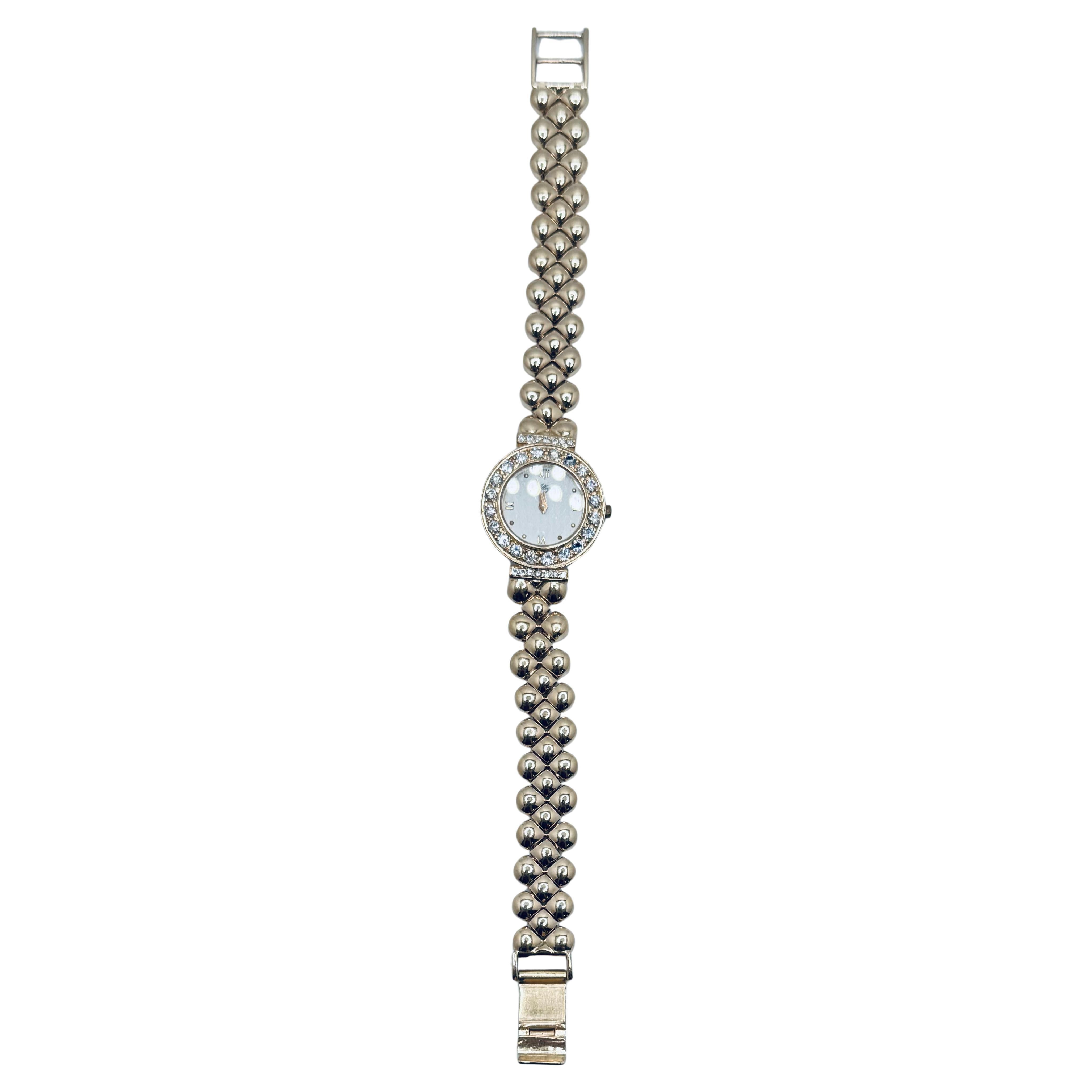 14K Yellow Gold Art Deco Diamond Ladies Wristwatch, Circa 1990