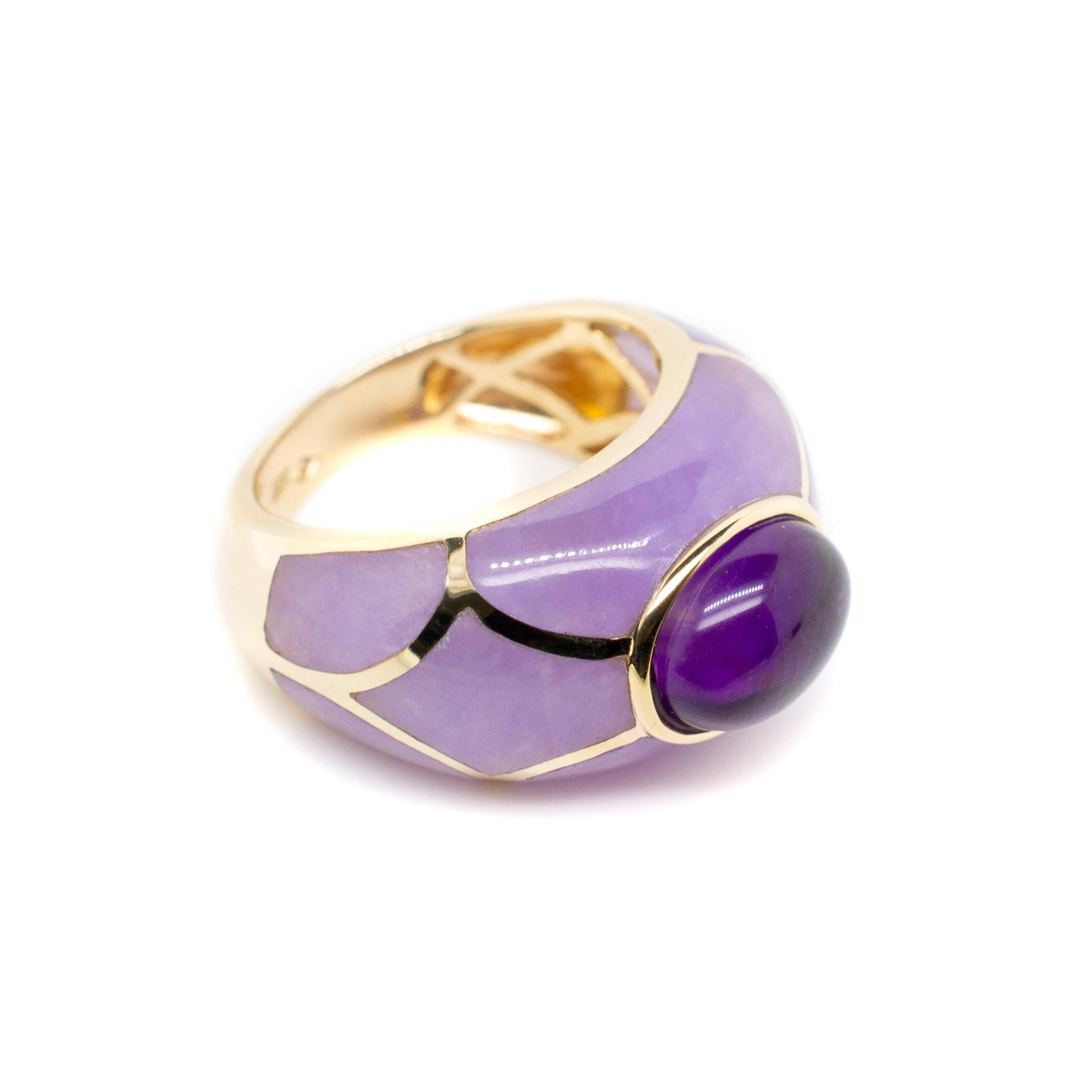 Women's Ladies 14K Yellow Gold Amethyst Cocktail Ring For Sale