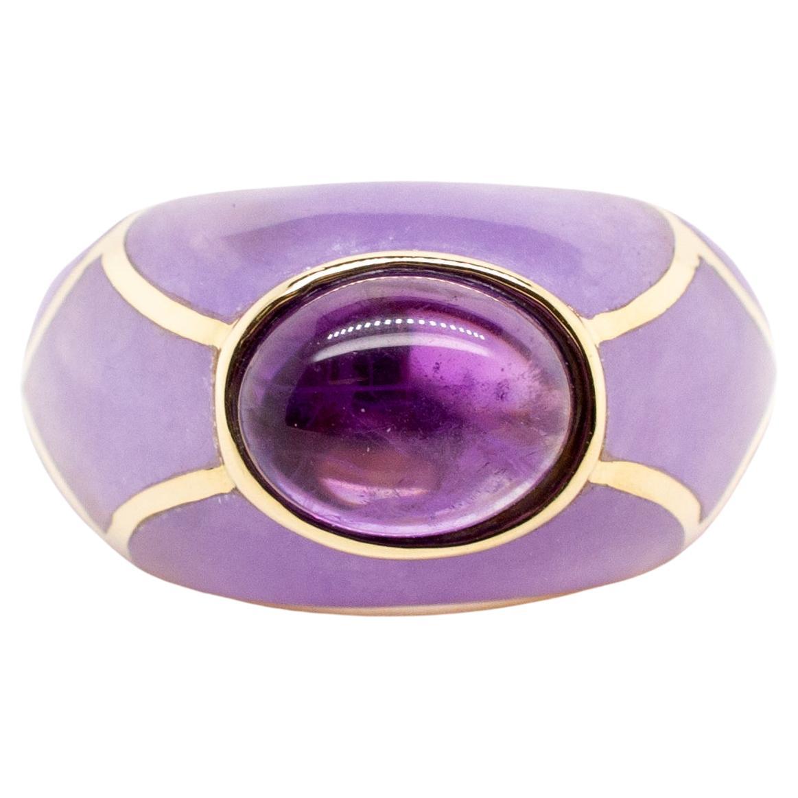 Ladies 14K Yellow Gold Amethyst Cocktail Ring For Sale