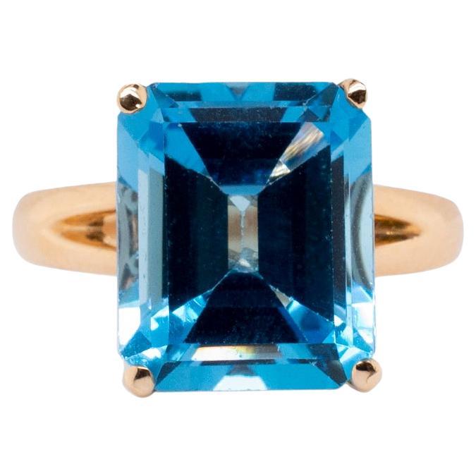 Blue Topaz and Diamond Cocktail Ring 14k Yellow Gold For Sale at ...