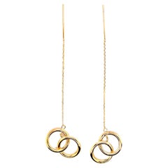 Ladies 14K Yellow Gold Chain Drop Earrings