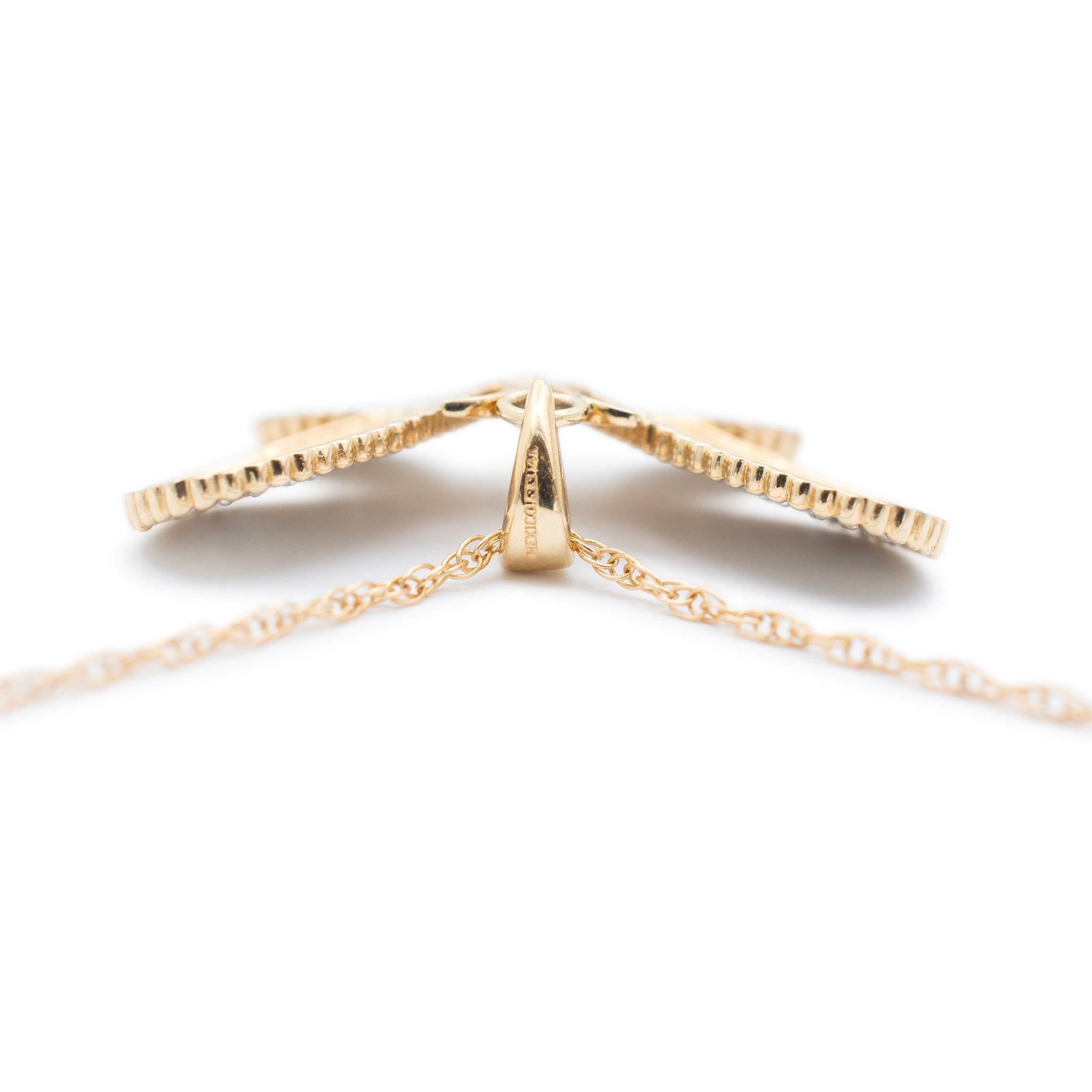 Damen 14K Gelbgold Cluster Pave Diamant Schmetterlingsanhänger Halskette (Einfacher Schliff)