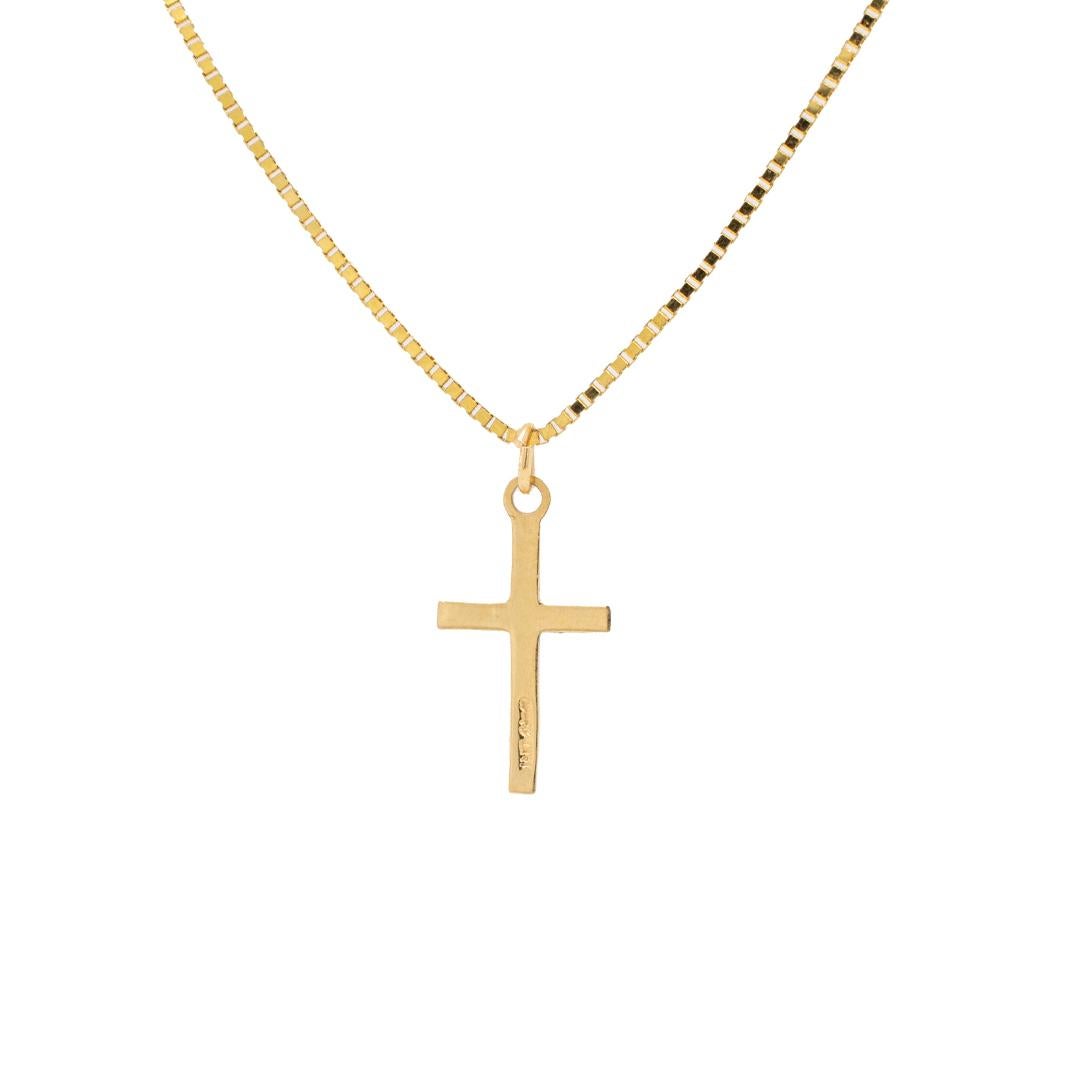 Ladies 14K Yellow Gold Cross Necklace In Excellent Condition In Houston, TX