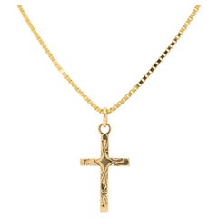 14 Karat Gelbgold Kreuz-Halskette für Damen