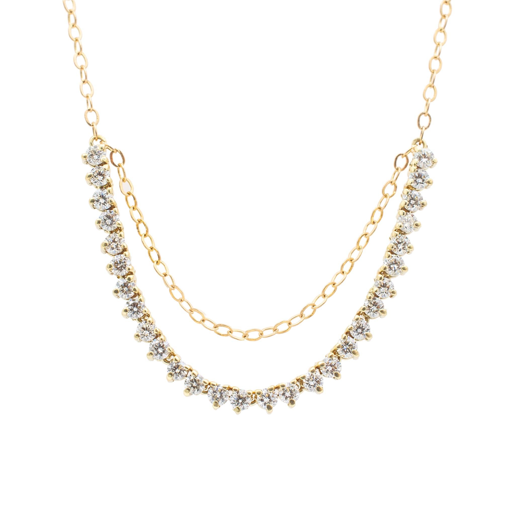 Round Cut Ladies 14K Yellow Gold Diamond Baxton Pendant Necklace For Sale