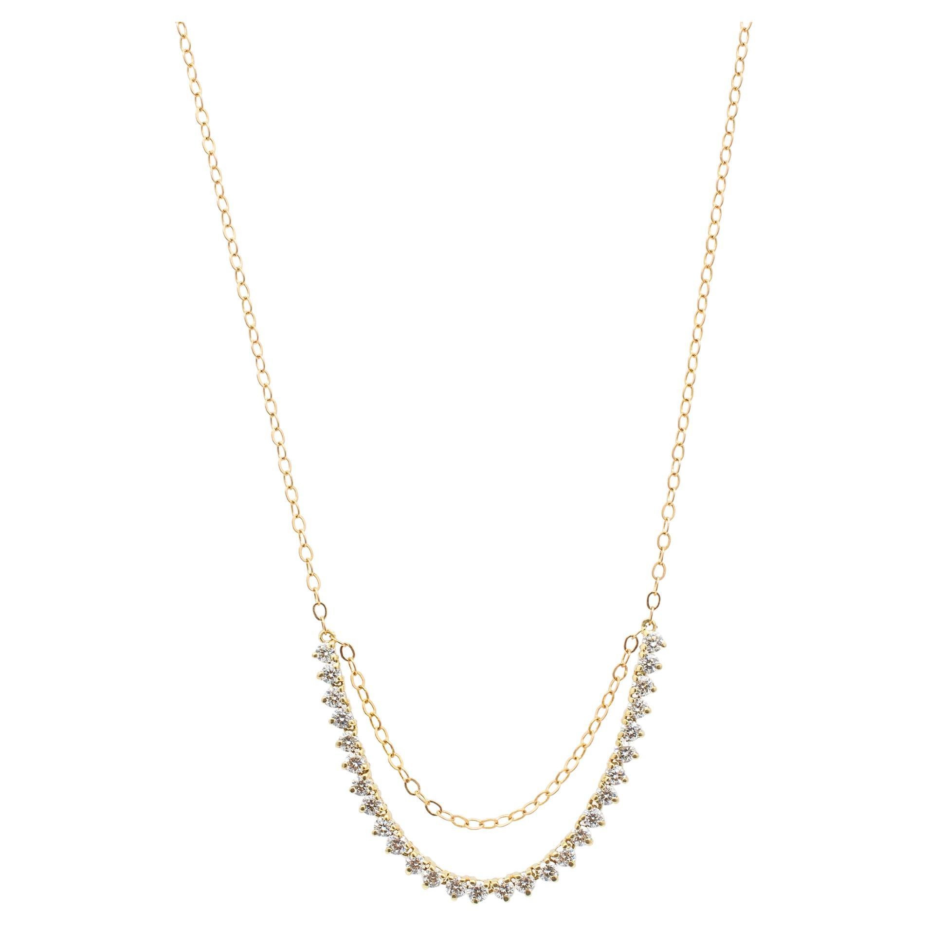 Ladies 14K Yellow Gold Diamond Baxton Pendant Necklace For Sale