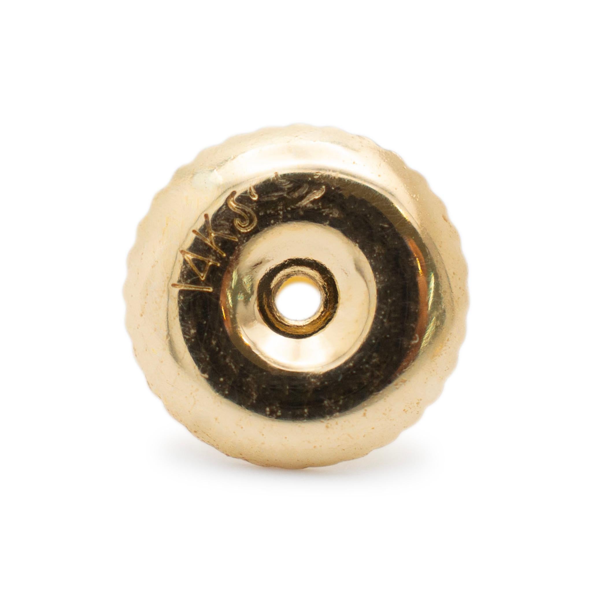Ladies 14K Yellow Gold Diamond Bezel Stud Earrings In Excellent Condition In Houston, TX