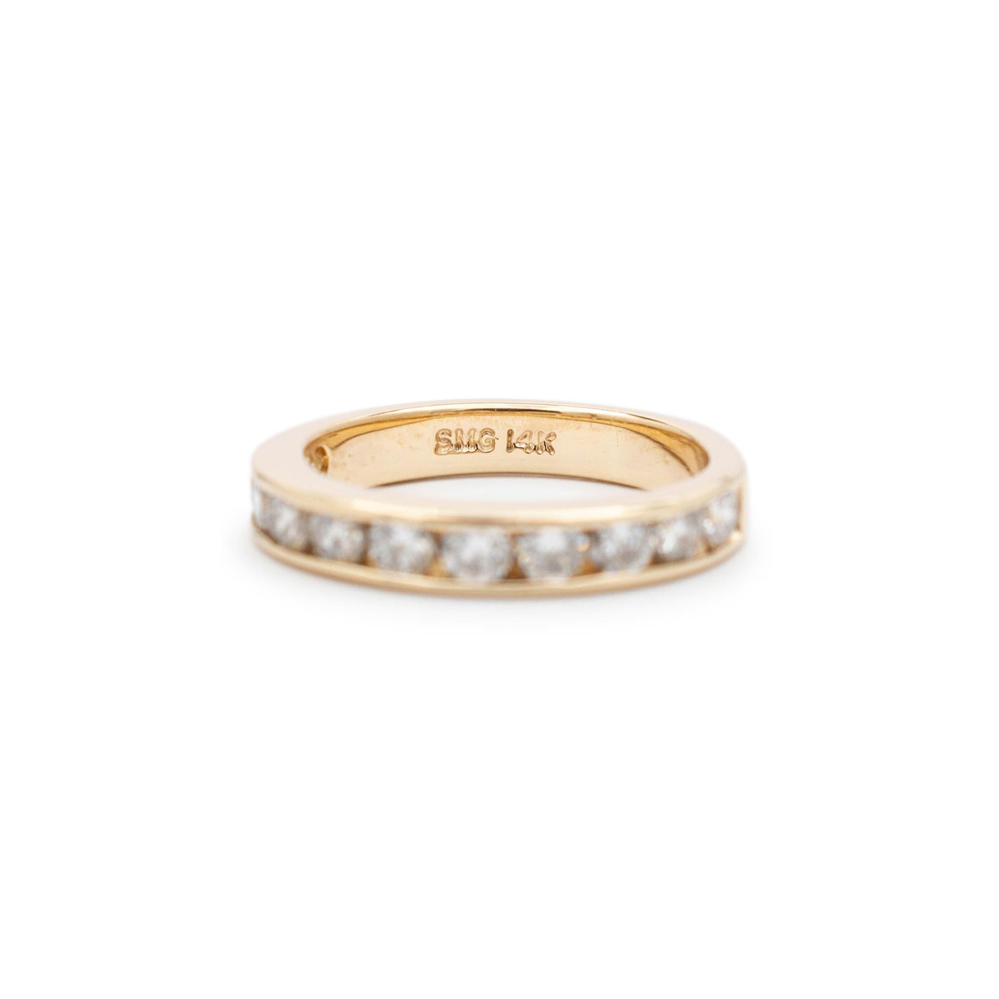 Round Cut Ladies 14K Yellow Gold Diamond Channel Wedding Band