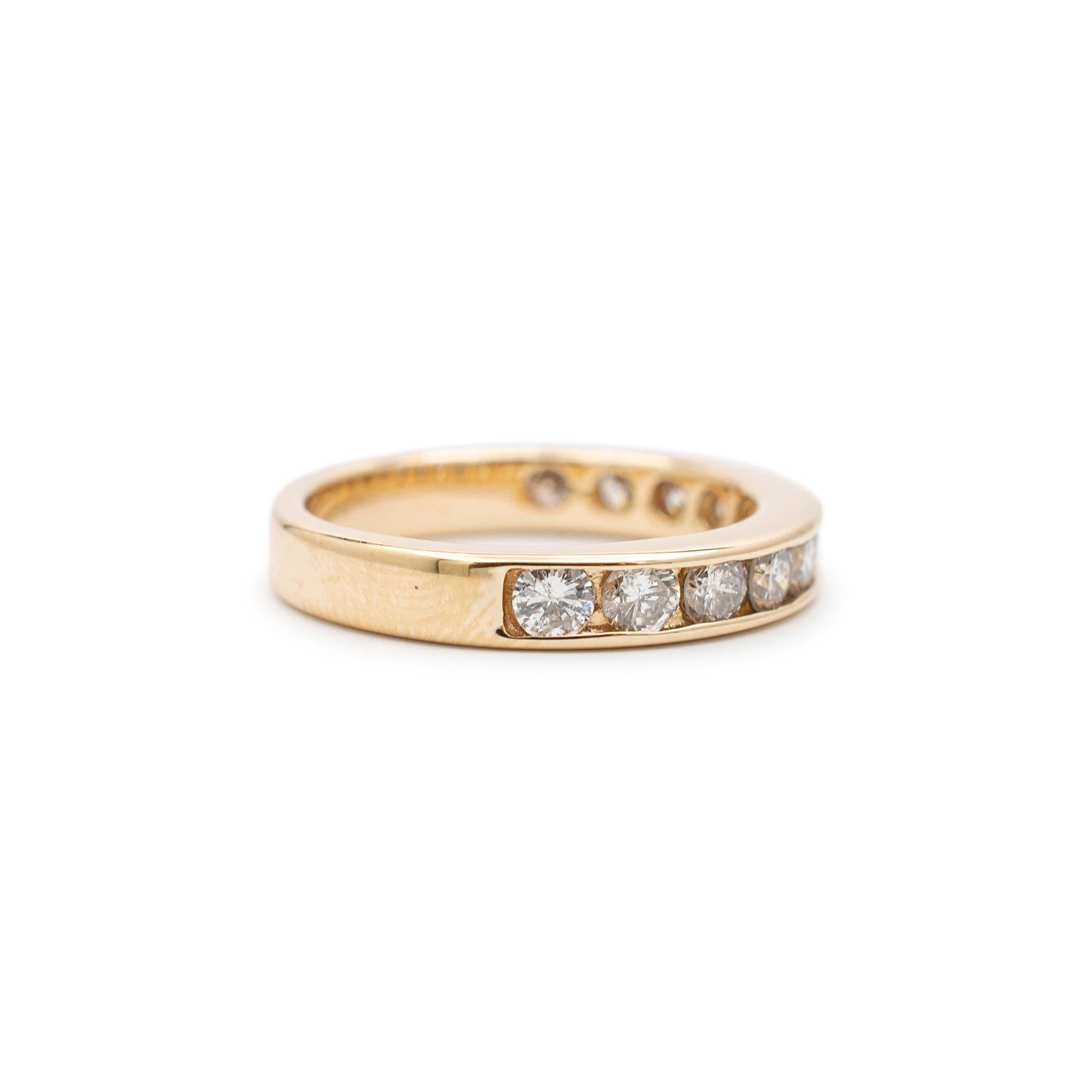 Women's Ladies 14K Yellow Gold Diamond Channel Wedding Band For Sale