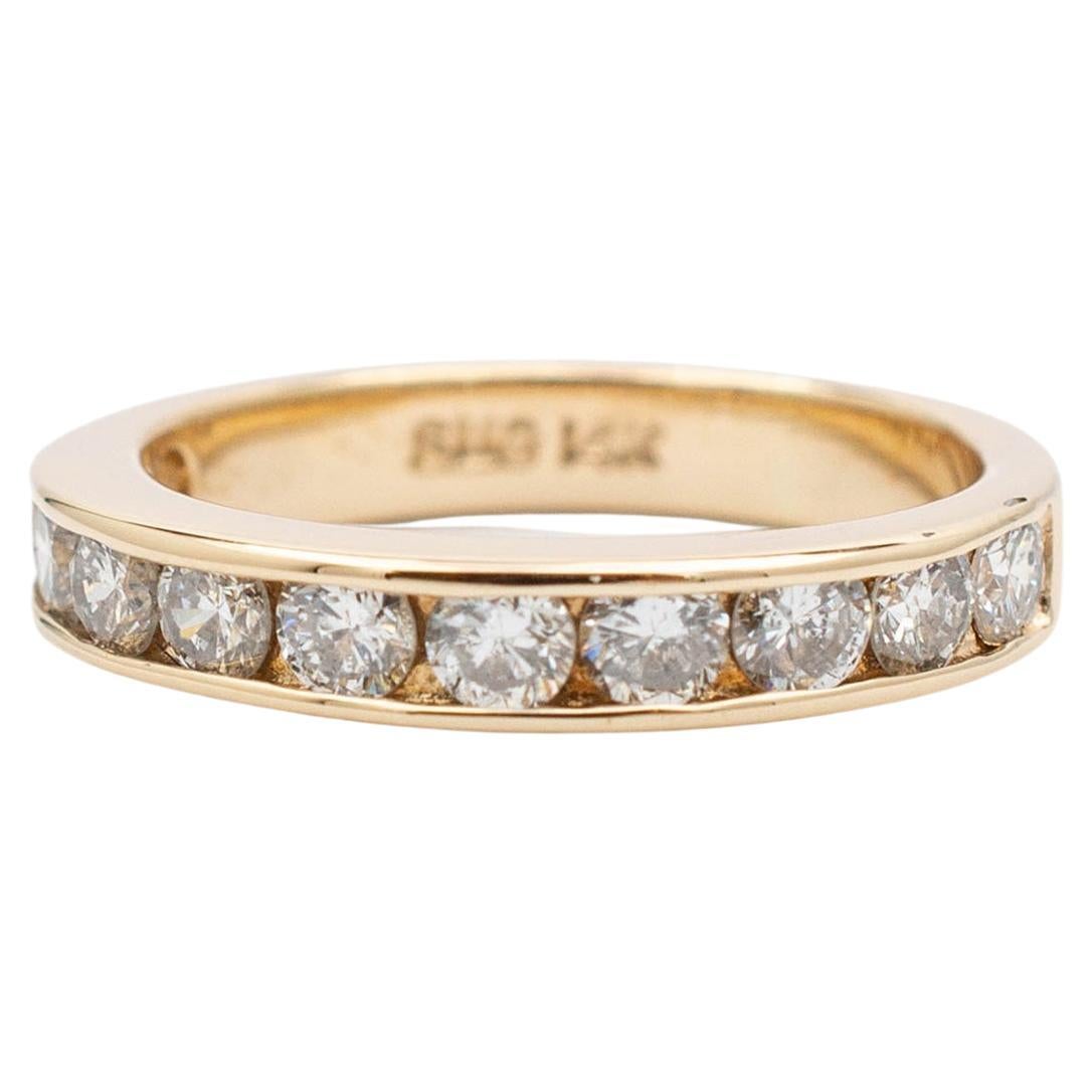 Ladies 14K Yellow Gold Diamond Channel Wedding Band For Sale