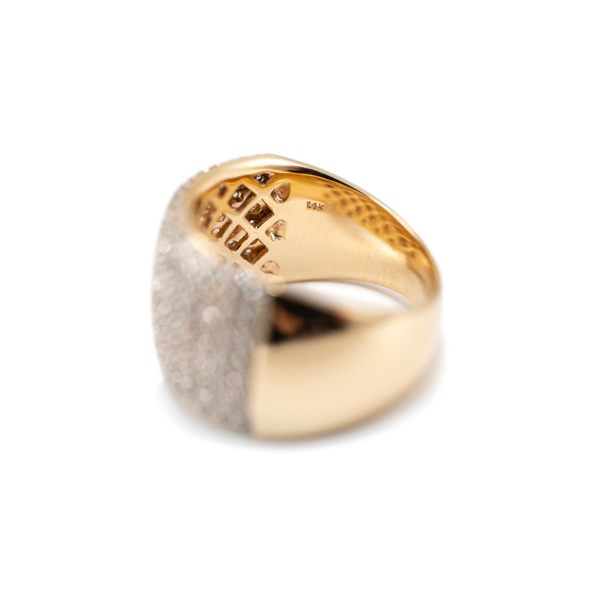 Damen 14K Gelbgold Diamant-Cocktailring mit Pavé-Diamant 1