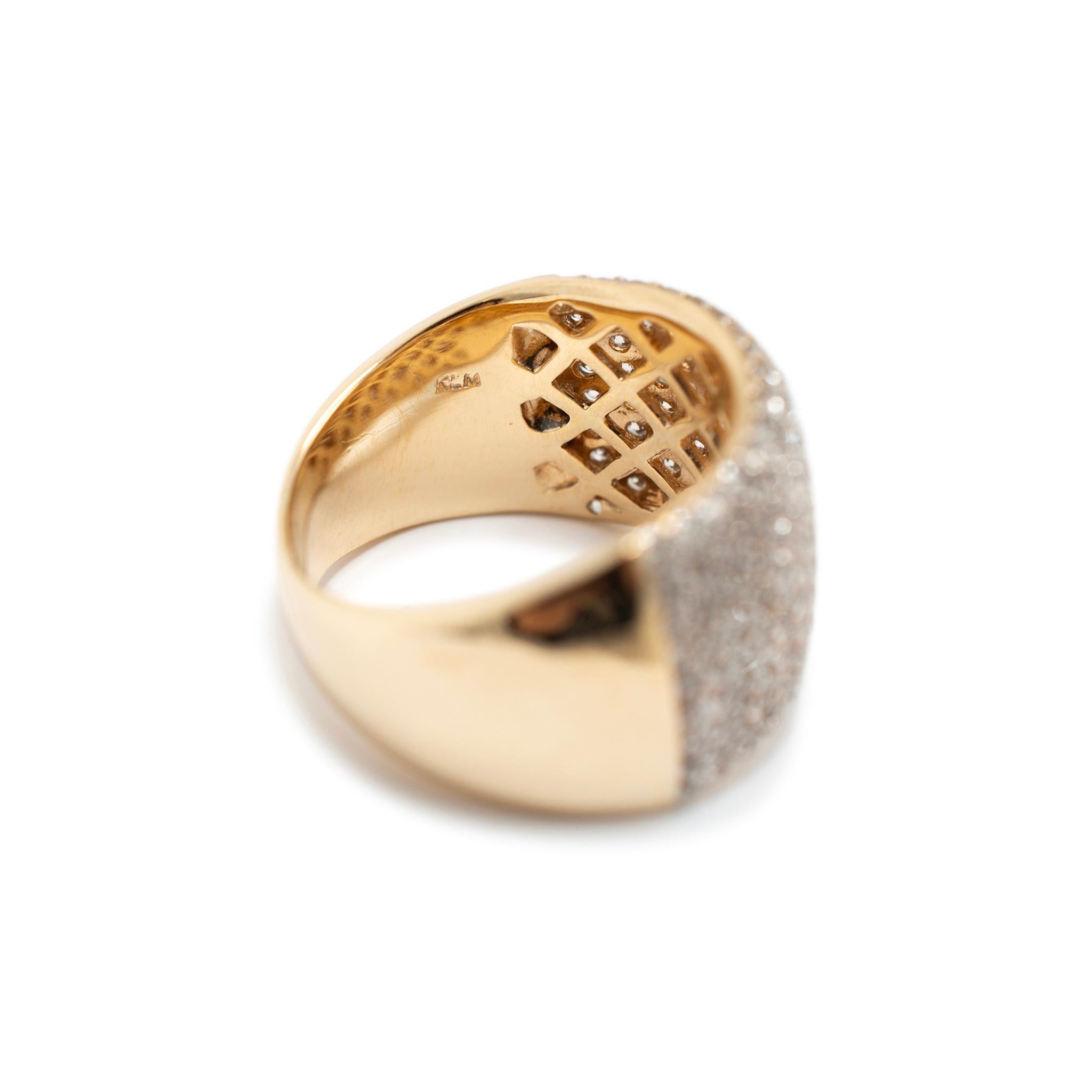 Damen 14K Gelbgold Diamant-Cocktailring mit Pavé-Diamant 2