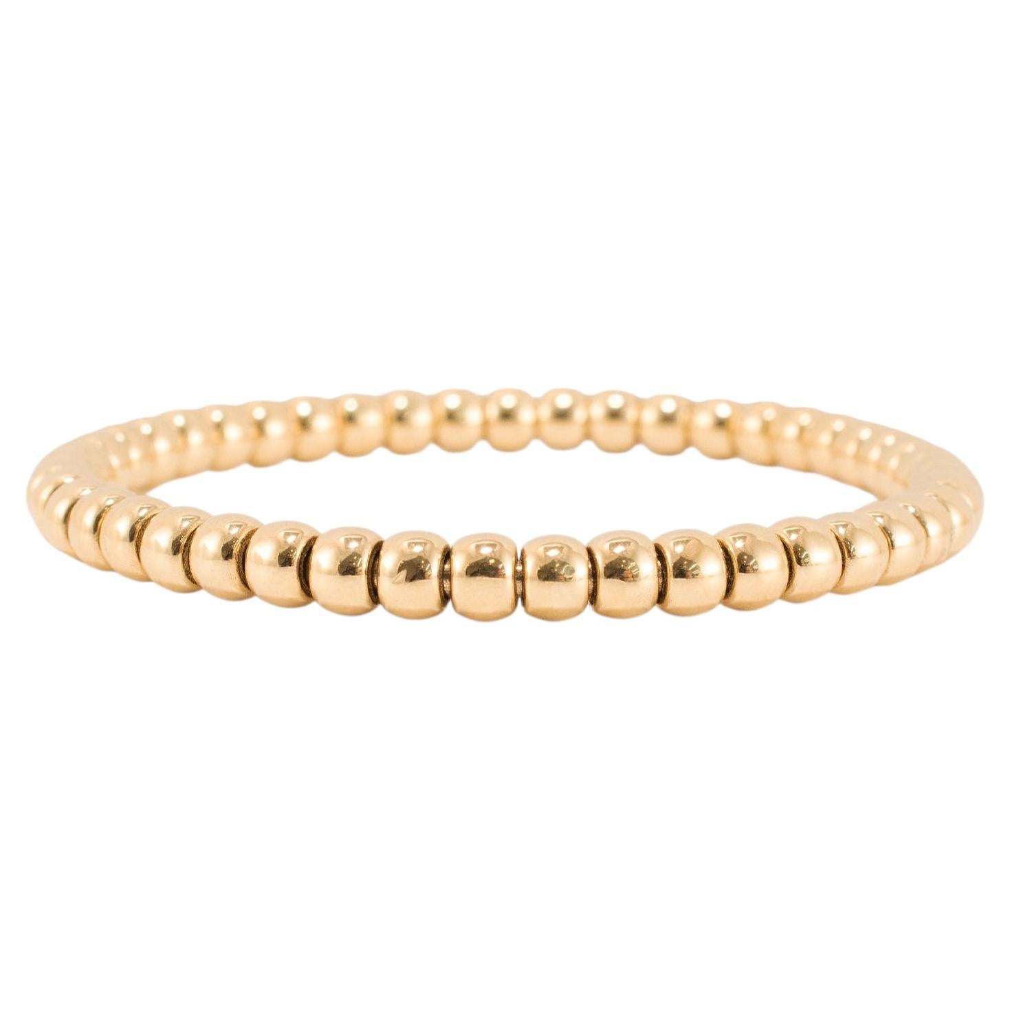 Ladies 14K Yellow Gold Flexible Beads Link Bracelet