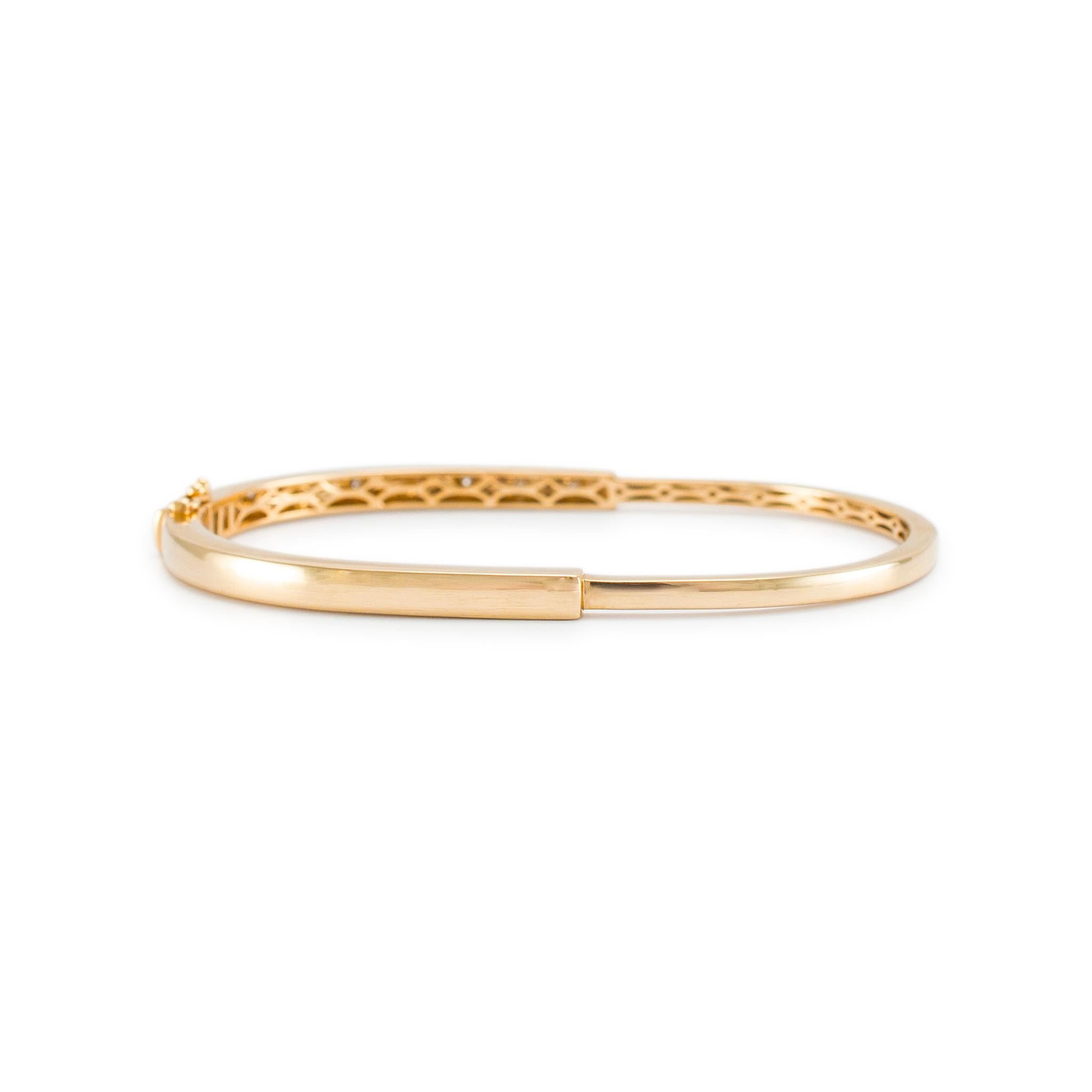 Damen 14K Gelbgold Einbau-Armreif mit ovalem Schloss und Diamanten (Rundschliff)