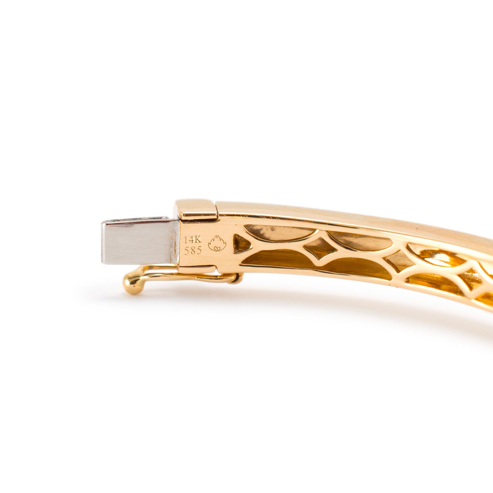 Damen 14K Gelbgold Einbau-Armreif mit ovalem Schloss und Diamanten 1