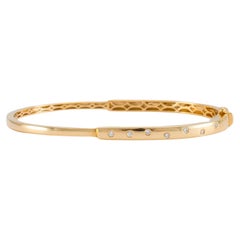 Damen 14K Gelbgold Einbau-Armreif mit ovalem Schloss und Diamanten