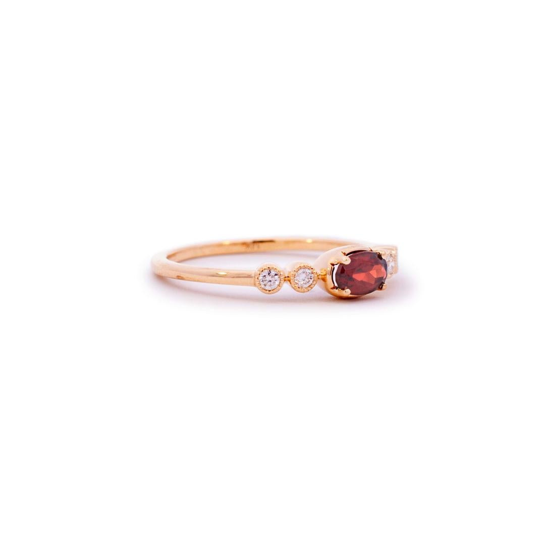 Damen 14k Gelbgold Granat-Diamant-Ring Cocktail-Ring im Angebot 1