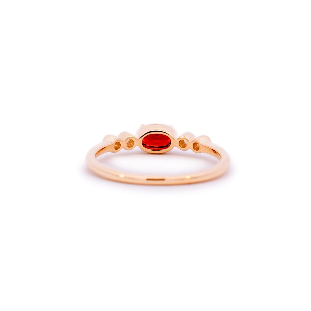 Damen 14k Gelbgold Granat-Diamant-Ring Cocktail-Ring im Angebot 2