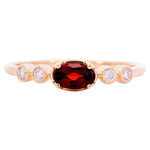 Damen 14k Gelbgold Granat-Diamant-Ring Cocktail-Ring im Angebot