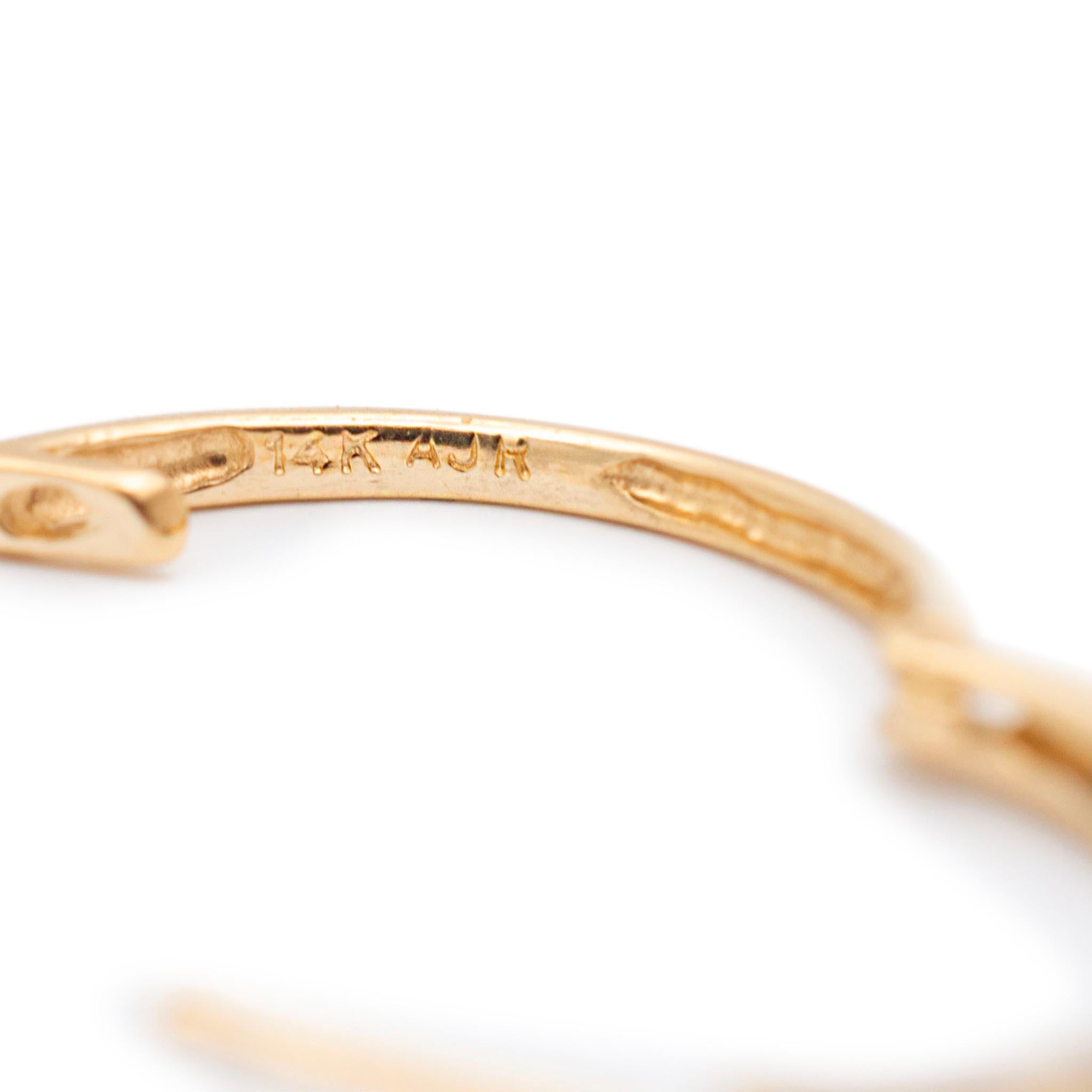 Damen 14K Gelbgold Halb-Eternity-Diamant-Creolen-Ohrringe (Rundschliff)