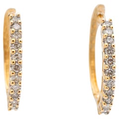 Damen 14K Gelbgold Halb-Eternity-Diamant-Creolen-Ohrringe
