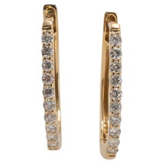 Damen 14K Gelbgold Half Eternity Pave Diamant Huggie Creolen Ohrringe
