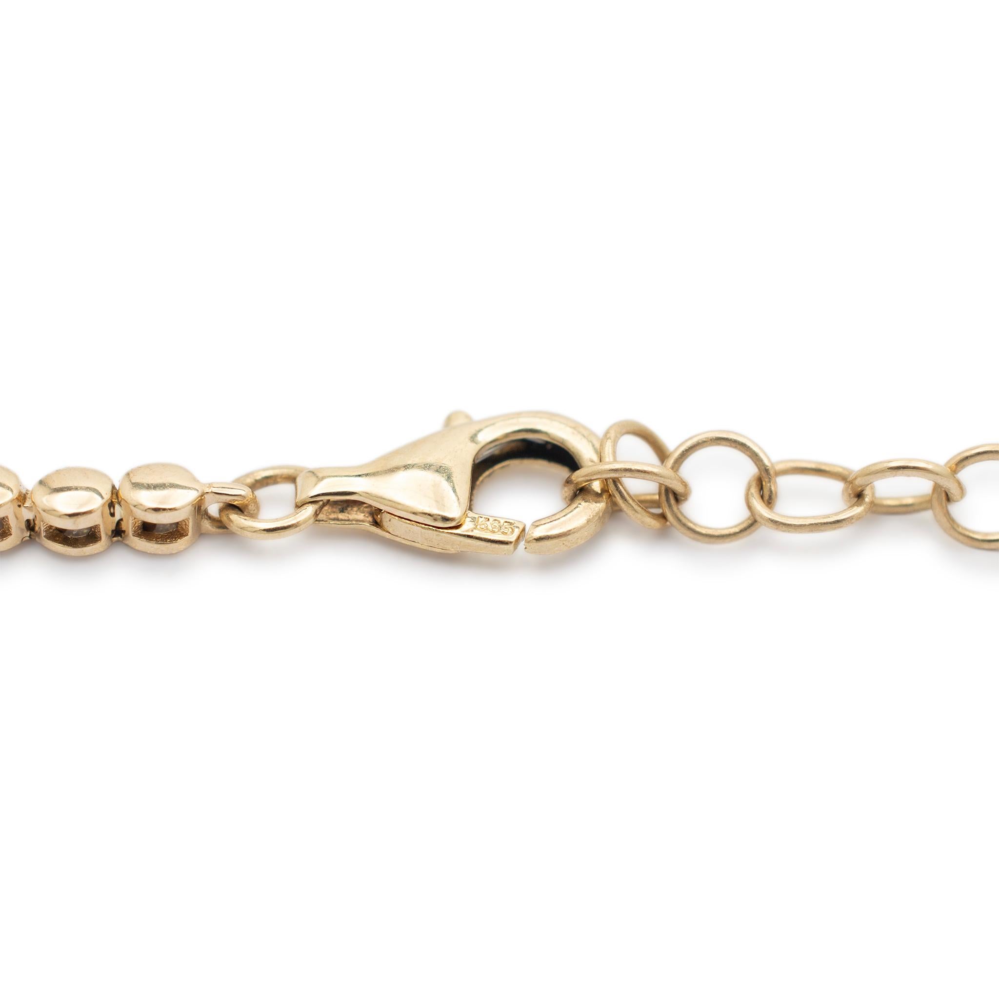 Women's Ladies 14K Yellow Gold Heart Lapis Lazuli Diamond Tennis Necklaces For Sale