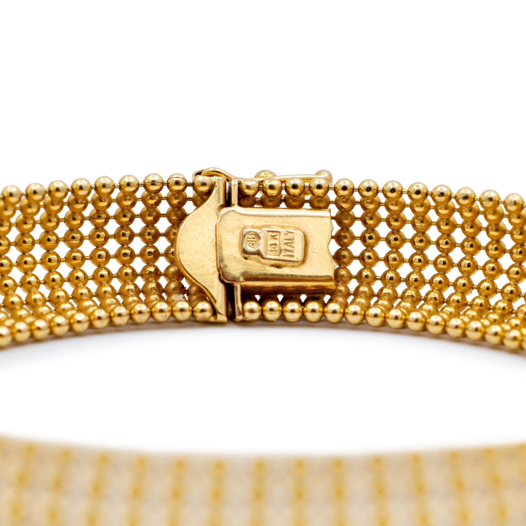Ladies 14K Yellow Gold Mesh Link Bracelet In Excellent Condition For Sale In Houston, TX