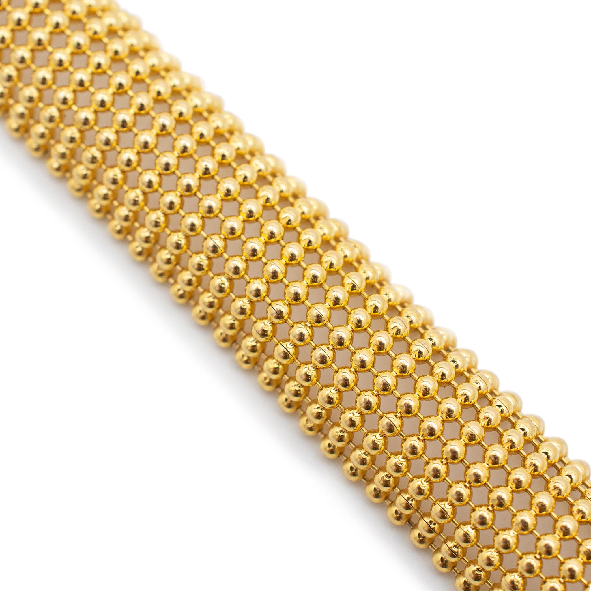 Women's Ladies 14K Yellow Gold Mesh Link Bracelet For Sale