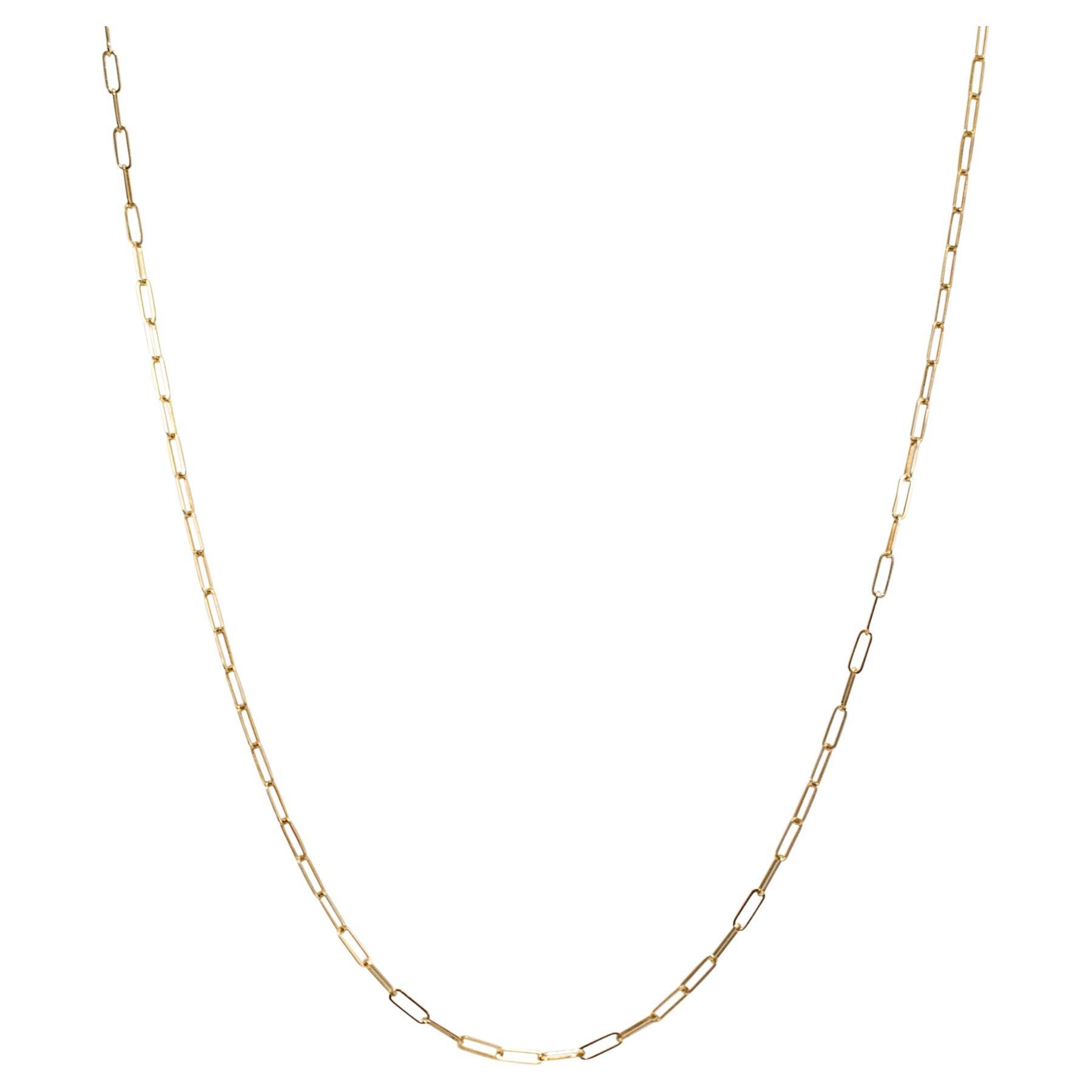 Damen 14K Gelbgold Oval Gliederpapier Clip Kette Halskette