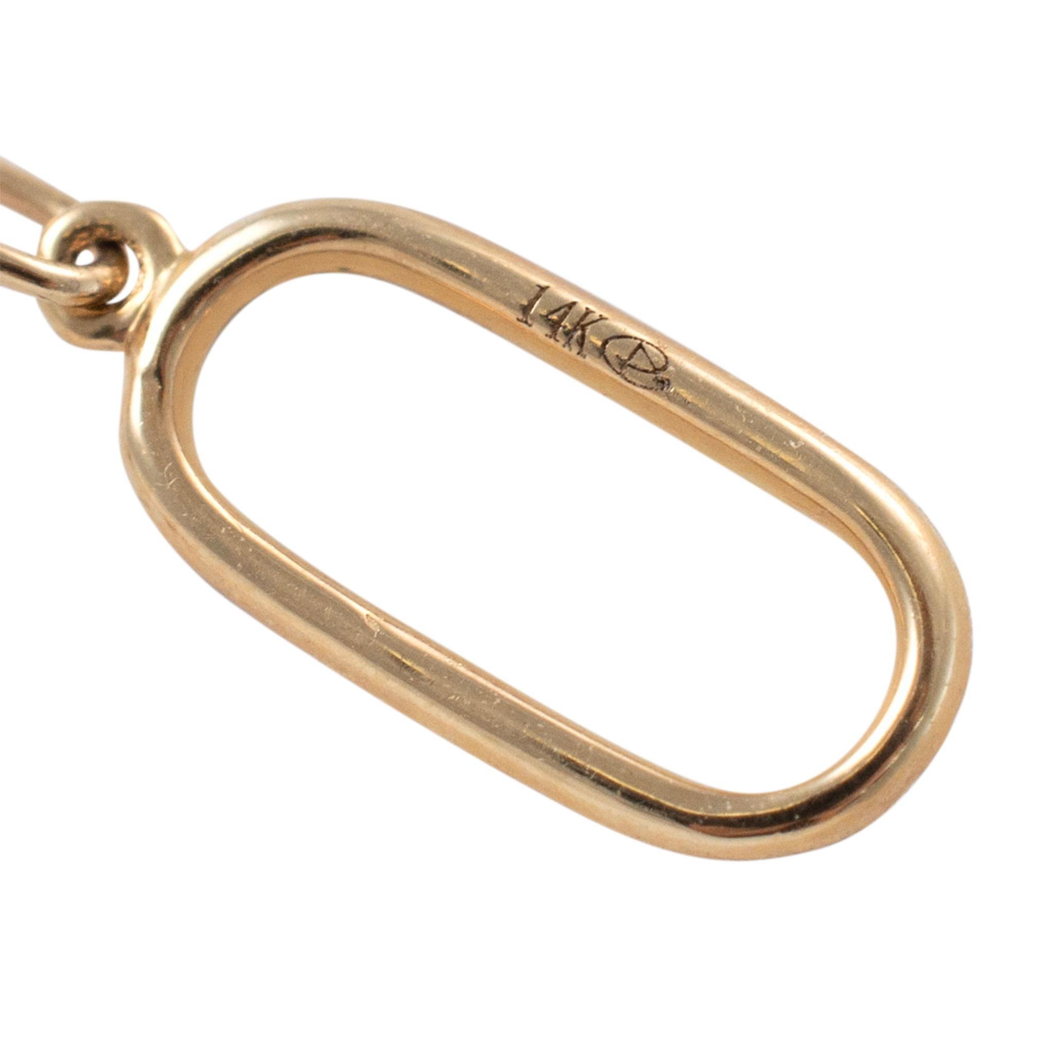 Donna Orecchini da donna in oro giallo 14K A Link Oval Paper Clip Pave Diamond Dangle in vendita