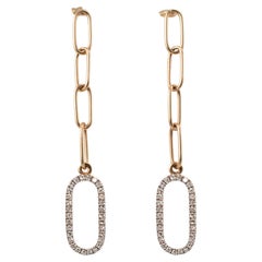 Damen 14K Gelbgold Oval Gliederpapier Clip Pave Diamant-Ohrringe