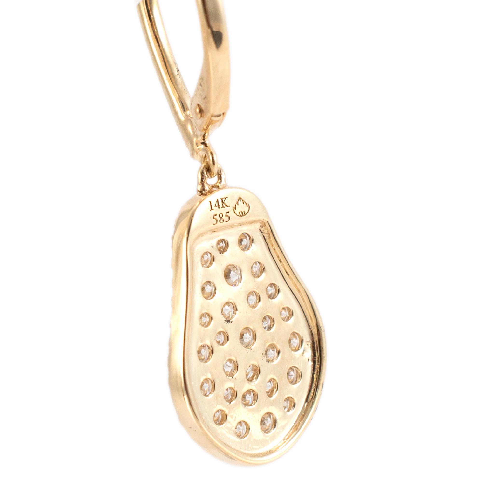 Damen 14K Gelbgold Pavé-Diamant-Tropfen-Ohrringe mit Tropfen im Zustand „Hervorragend“ in Houston, TX